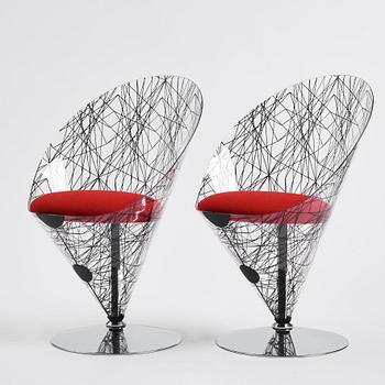 Verner Panton, a pair of 'Cone chairs', no. 22 & 23, model "VP 01 typ C”, Polythema, 1994.