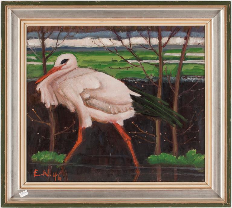 ERNST NORLIND, olja på pannå. Signerad.