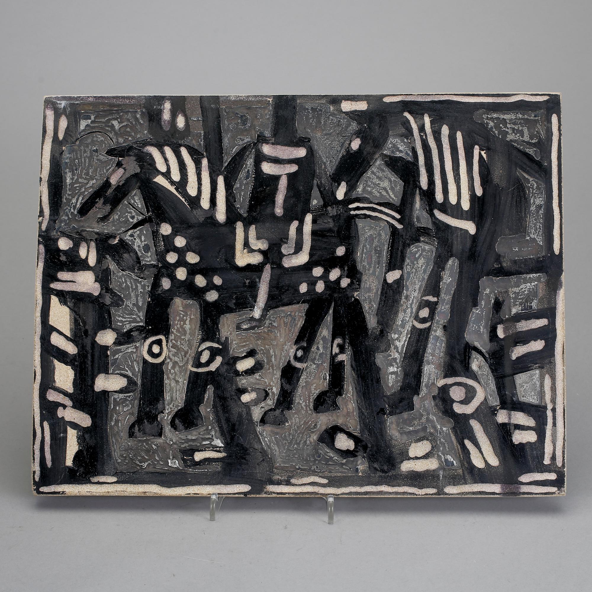 VÄGGPLATTOR, 2 stycken, stengods, Börje Skohg, Gustavsberg. Daterade 71 samt 72.