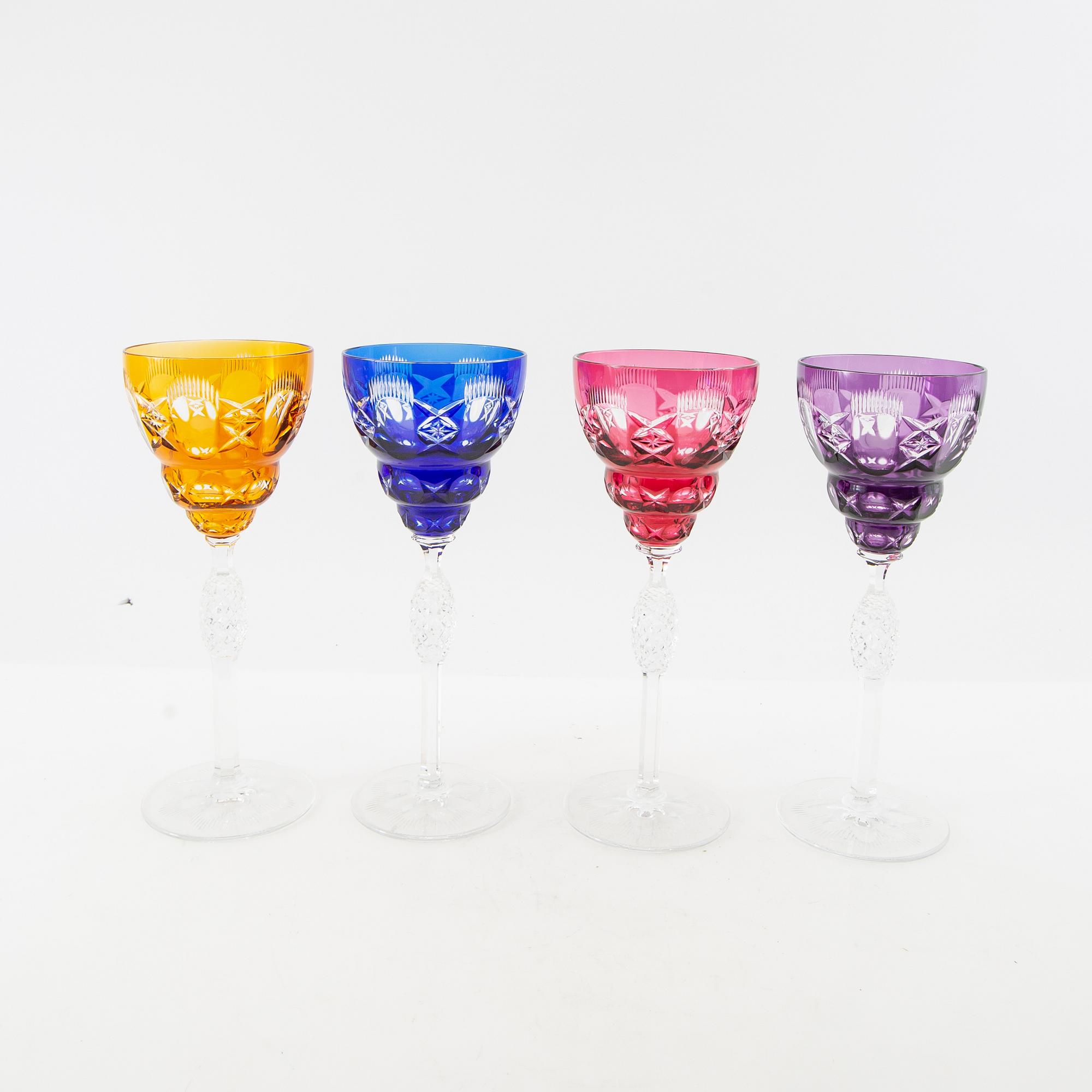 Wine glasses 10 pcs Bohemia 20th century cut glass.