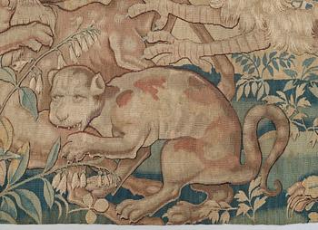 VÄVD TAPET, gobelängteknik. Flandern 1500-tal. 177 x 330 cm.