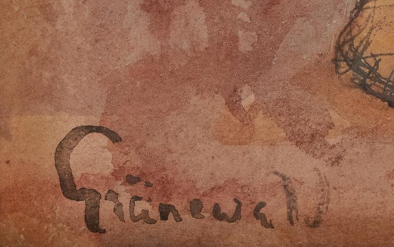 ISAAC GRÜNEWALD, Akvarell. Sign Grünewald.