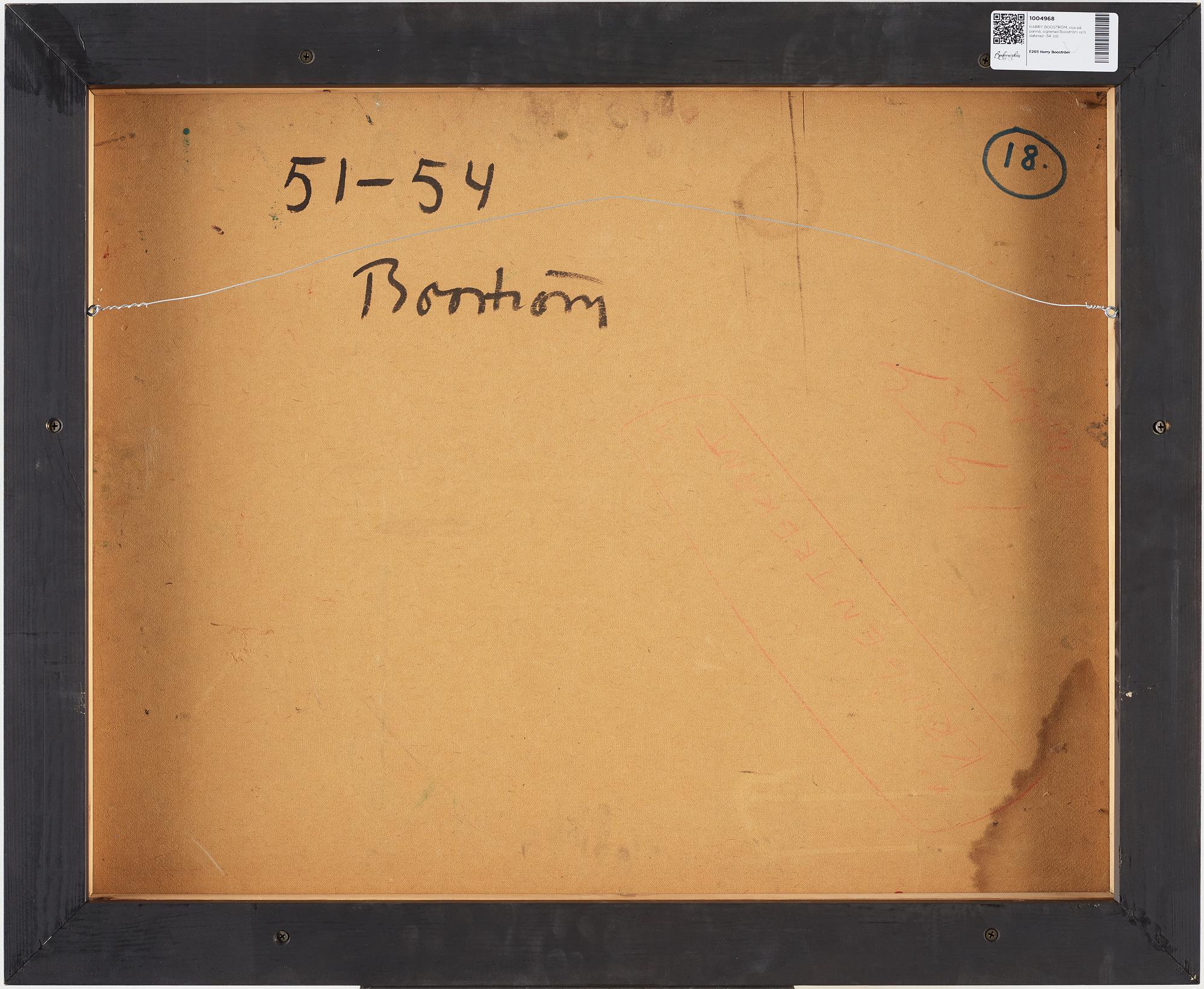HARRY BOOSTRÖM, oil on panel, signed Booström and dated -54.