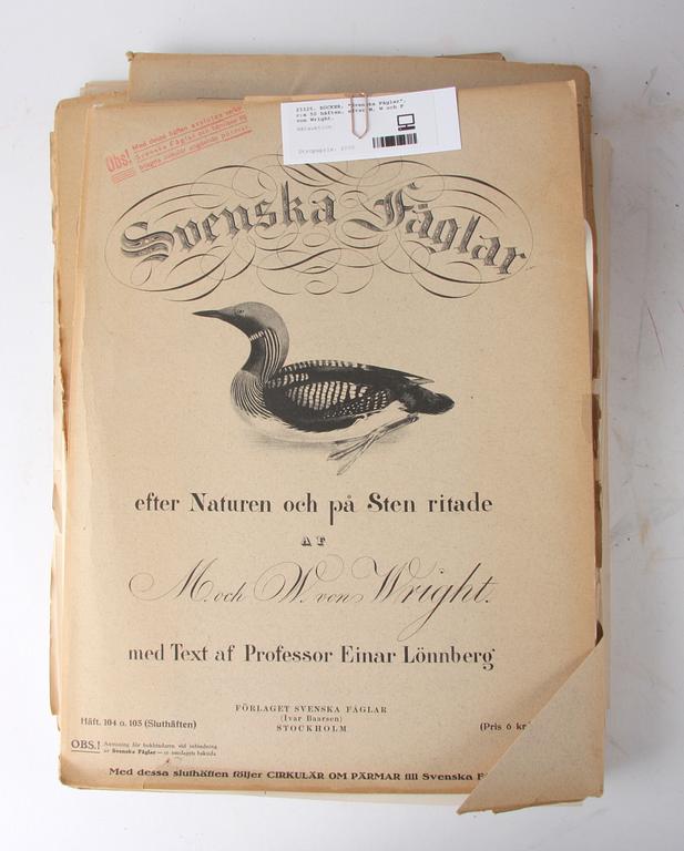 BÖCKER, "Svenska Fåglar", c:a 50 häften, efter M, W och F von Wright.