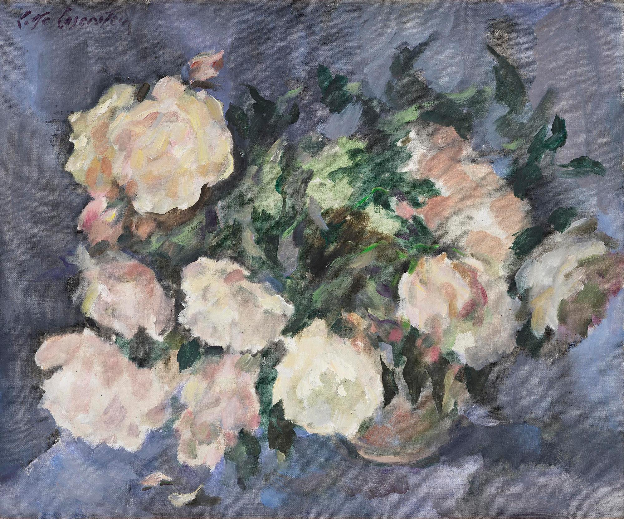 Lotte Laserstein, Still life with roses in a vase.