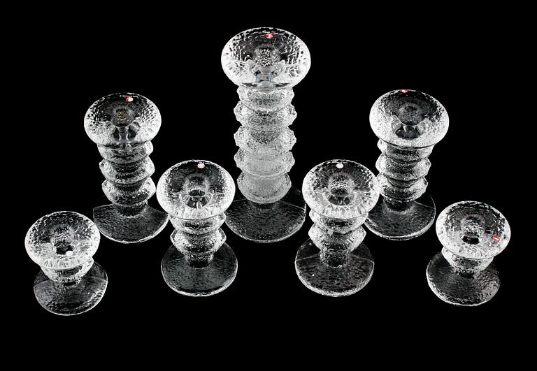 LJUSSTAKAR, 7 st, glas, "Festivo", Timo Sarpaneva, Iittala.