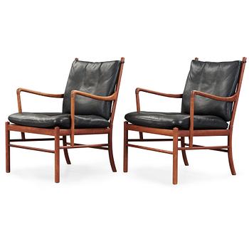 Ole Wanscher, a pair of mahogany 'Colonial Chairs PJ 149', Poul Jeppesen, Denmark.