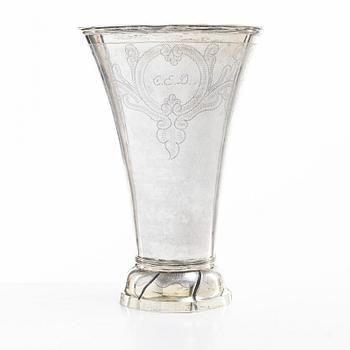 A Swedish early 19th century parcel-gilt silver beaker, mark of Olof Hellbom, Stockholm 1810.