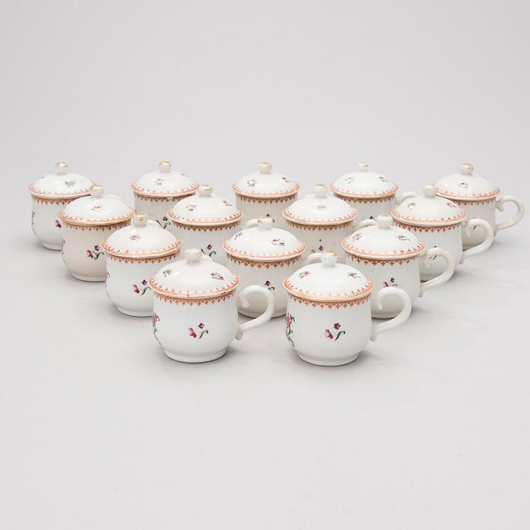 A 14-piece set of 18th Century Chinese porcelain crème cups.