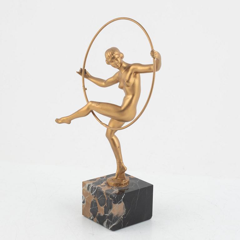 Max Le Verrier, efter, "Briand", figurin, art deco stil, idrottande kvinna, Frankrike, 1900-tal.
