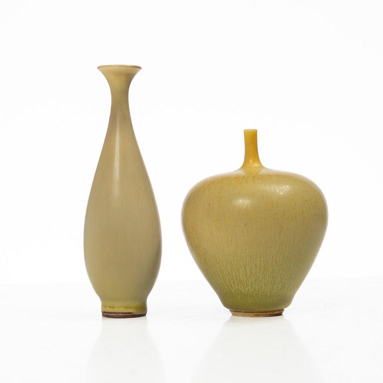 Berndt Friberg, five stoneware miniture vases, Gustavsberg Studio, Sweden, including 1968.