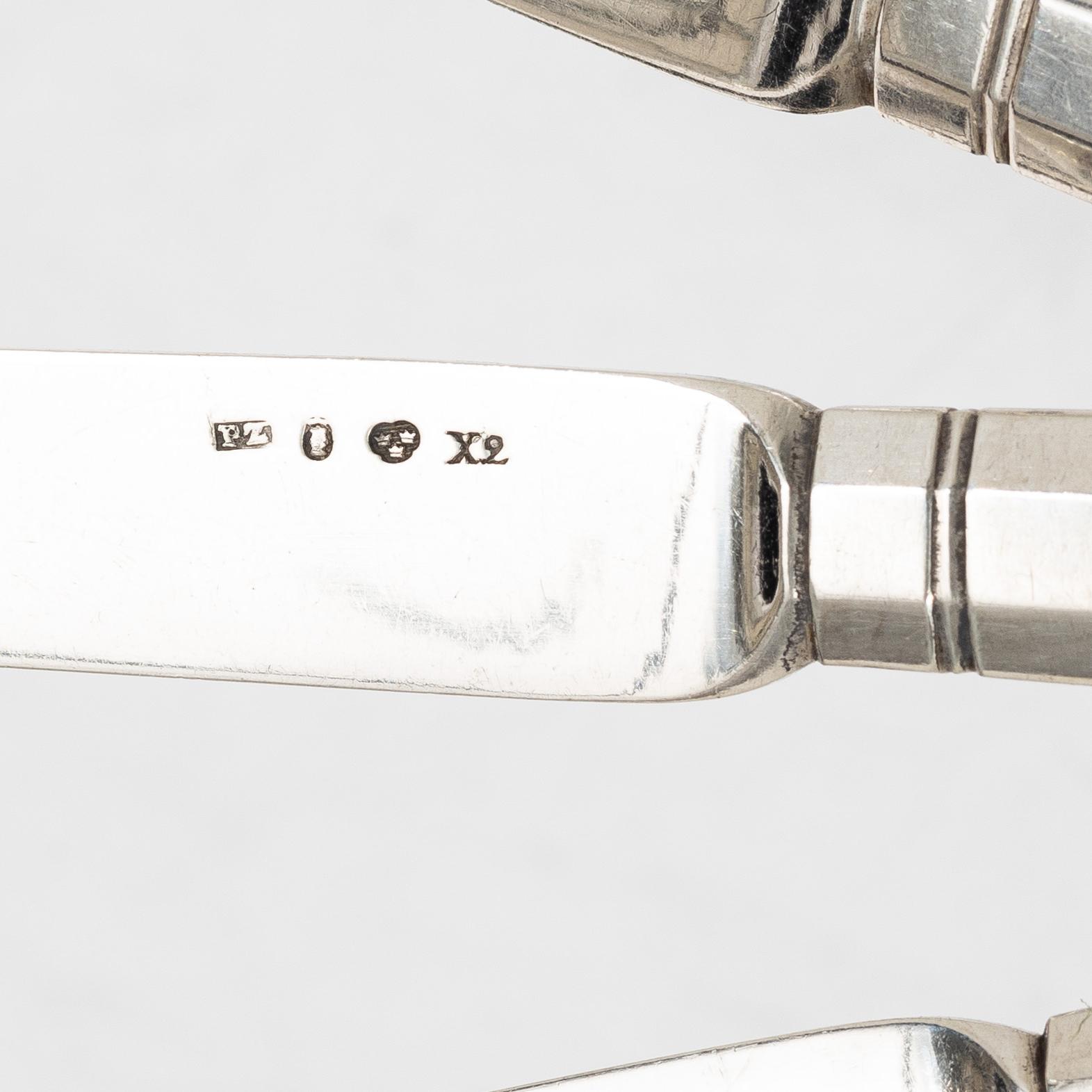 Pehr Zethelius, Knivar, 6 st, silver, Stockholm 1804.