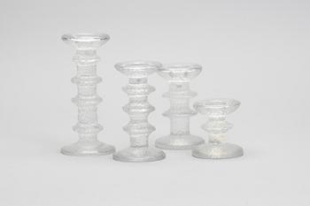 LJUSSTAKAR, 4 st, glas, "Festivo", Timo Sarpaneva, Iittala. 1900-talets andra hälft.
