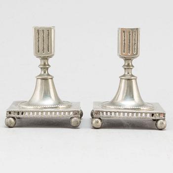 A pair of Swedish late gustavian pewter candlesticks.