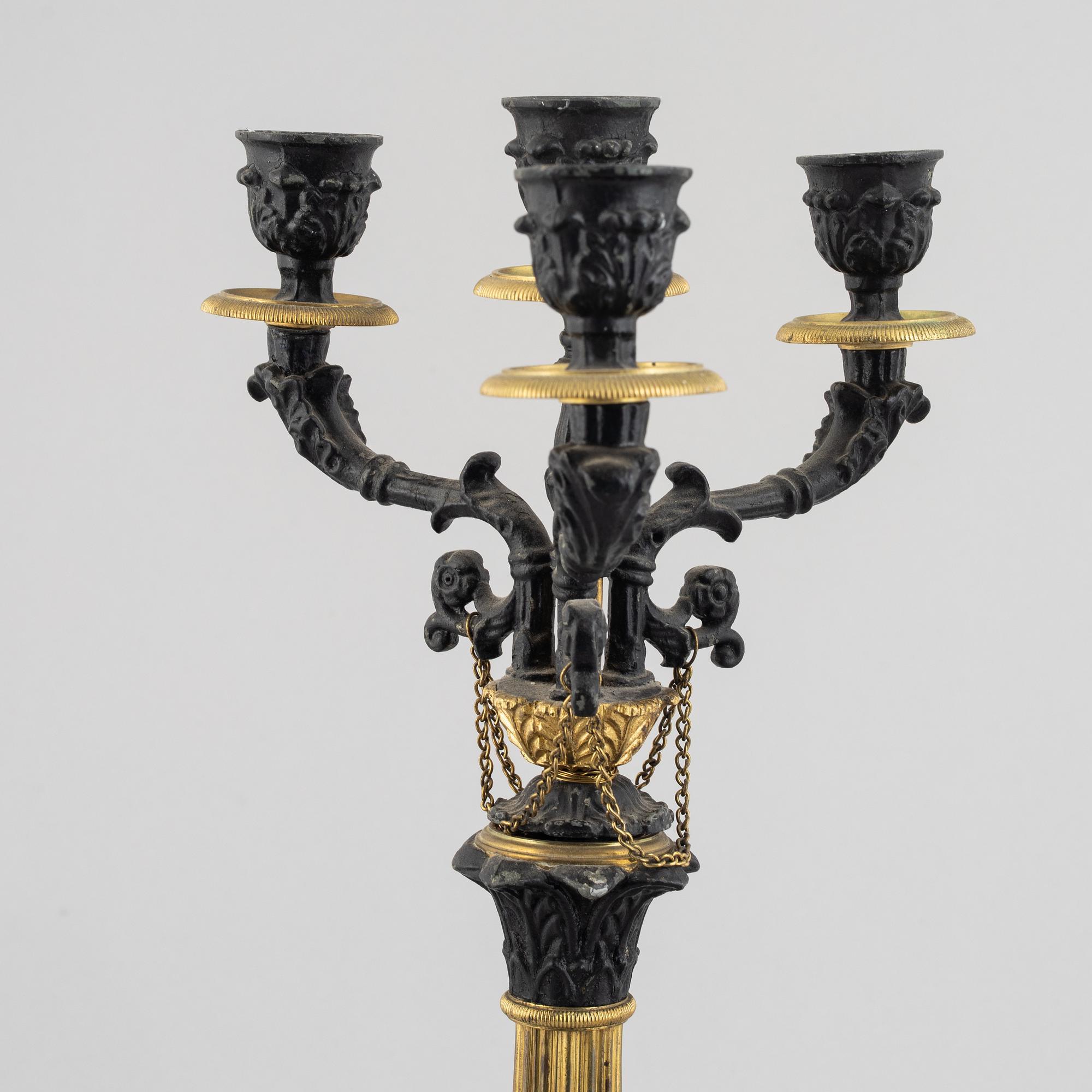 A pair of Empire style candelabras, possibly France, second half of the 19th century.
