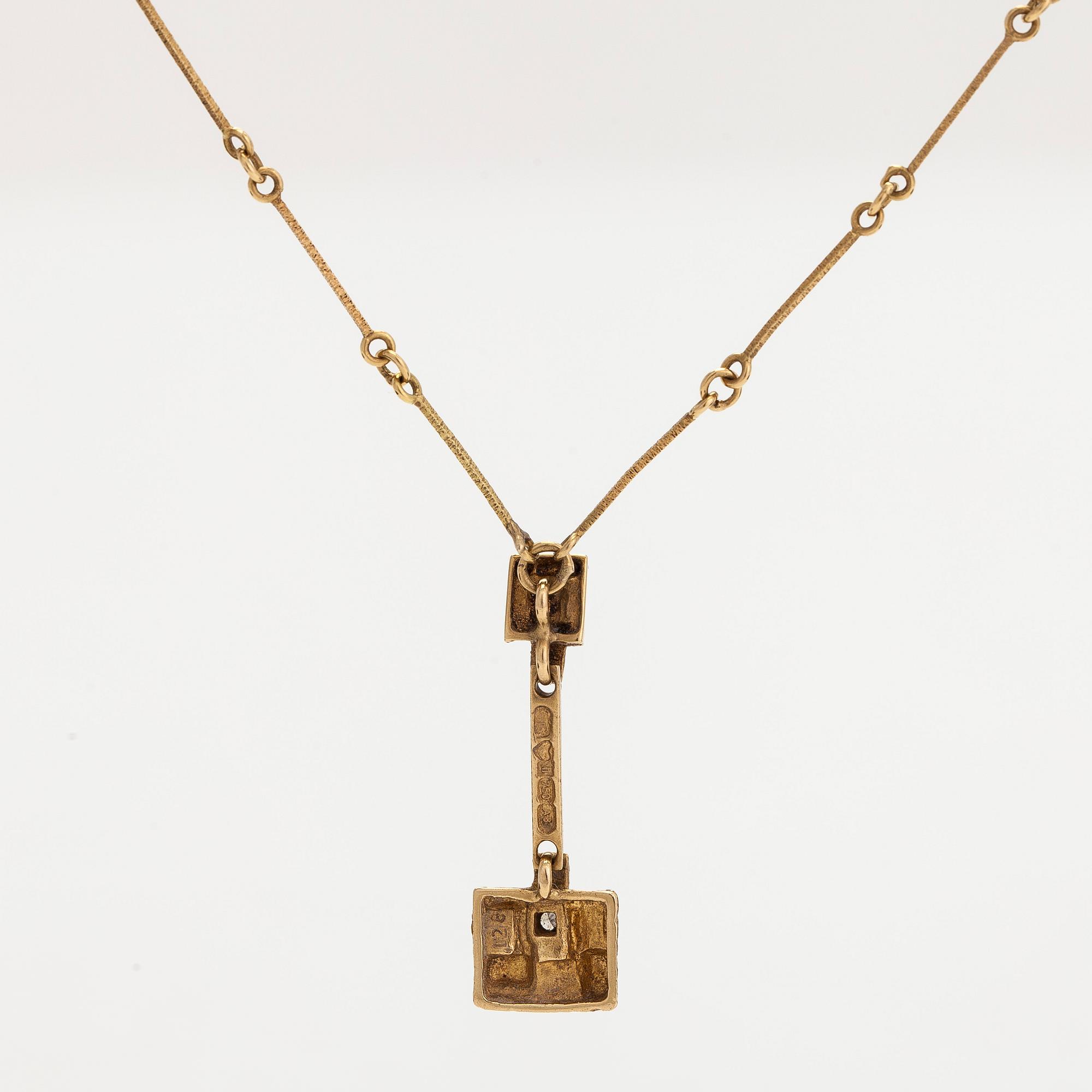 Björn Weckström, Halsband "Thai", 18K guld, 8/8-slipad diamant ca. 0.02 ct. Lapponia 1978.