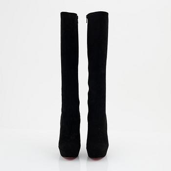 Christian Louboutin, a pair of black suede stiletto boots, size 36 1/2.