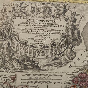 A MAP BY CONRADI LOTTER, middel of the 18th century.