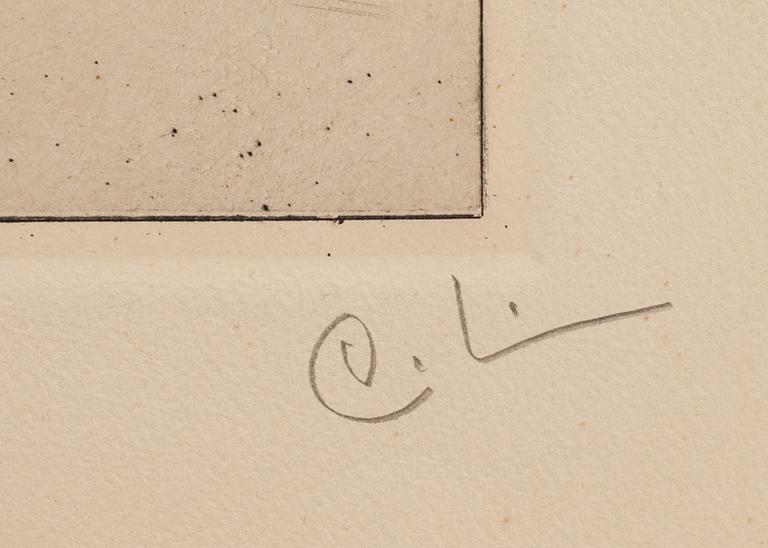 CARL LARSSON, etsning. Monogramsignering.