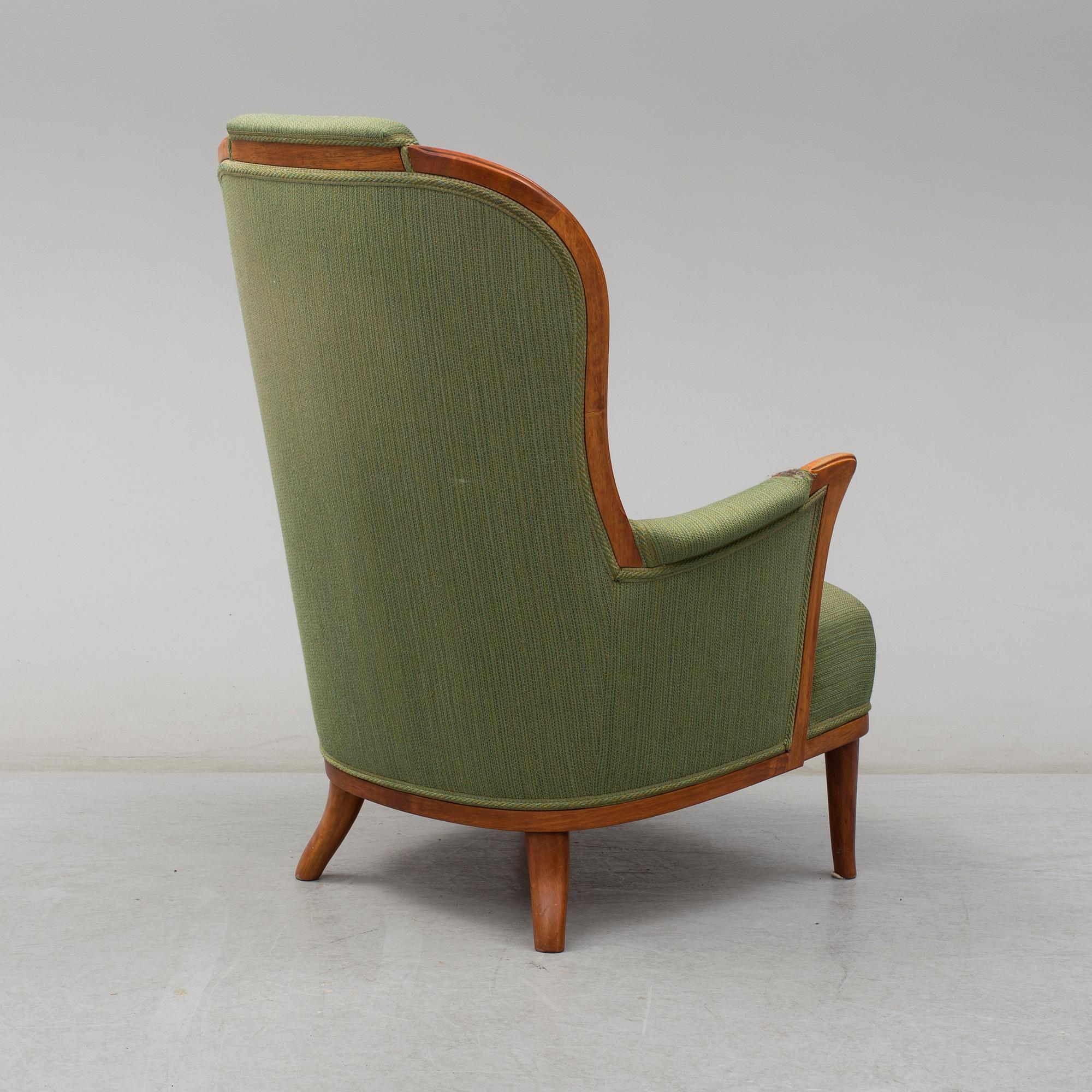 CARL MALMSTEN, fåtölj, "Vår Fru", O.H. Sjögren, Tranås. Brickmärkt. 1900-talets andra hälft.