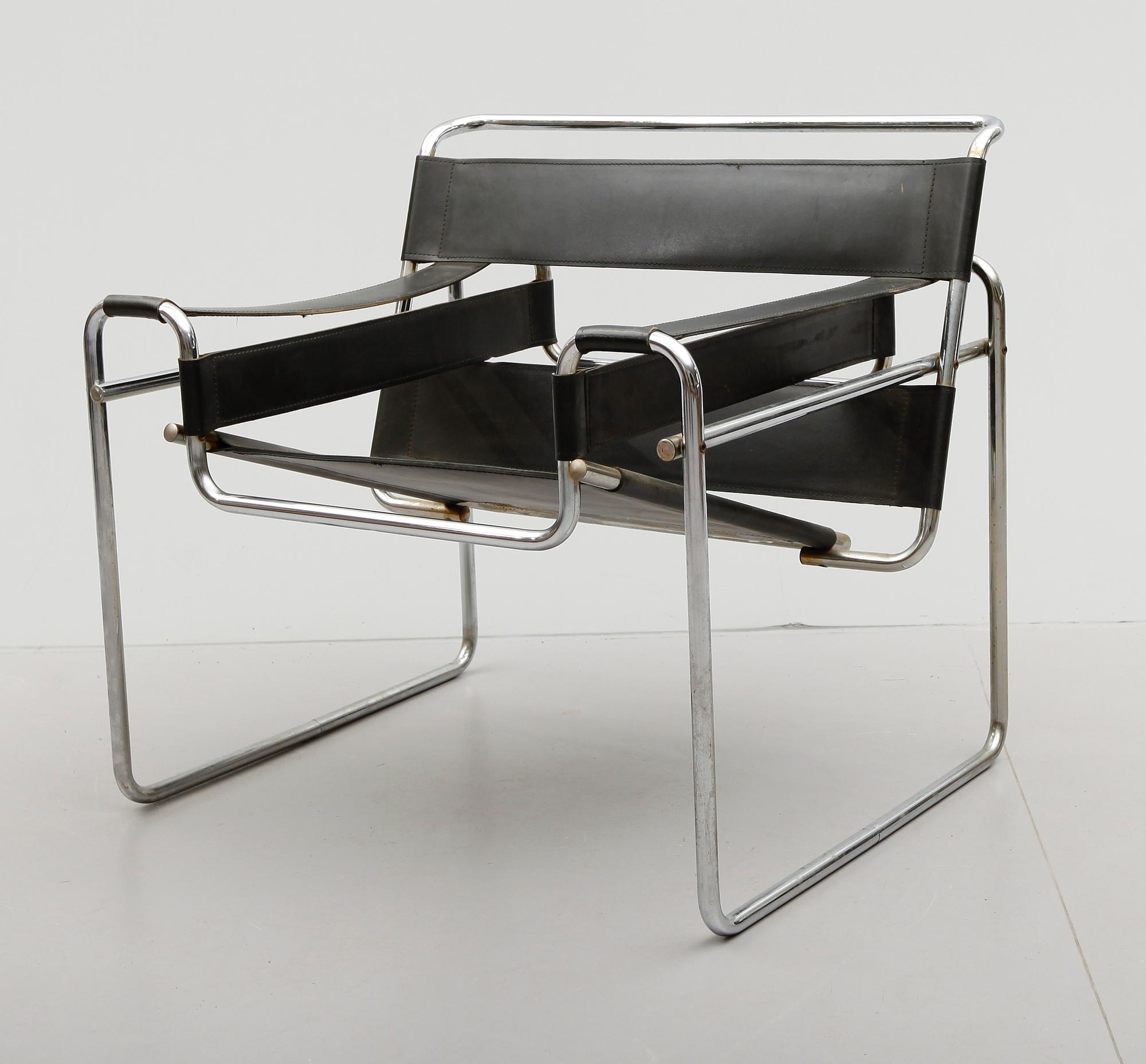 FÅTÖLJ, efter Marcel Breuer, "Wassily", 1900-talets andra hälft.