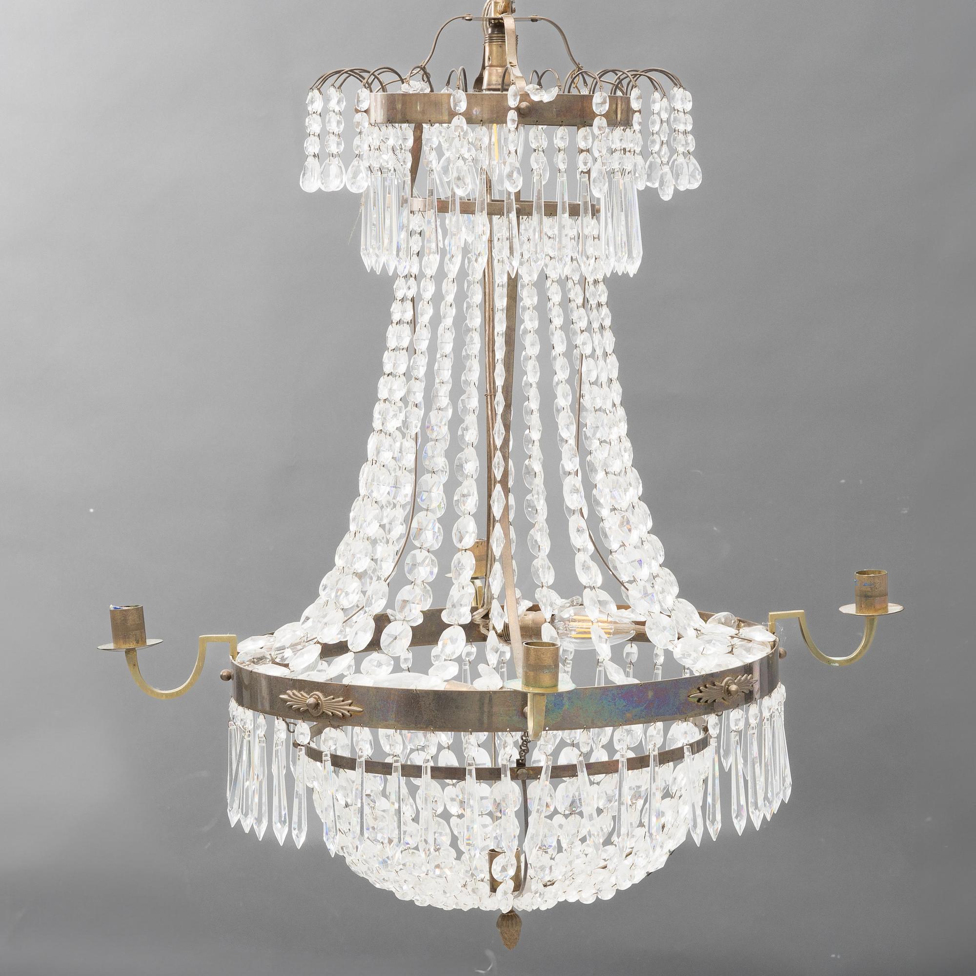 Chandelier, Gustavian style, mid-20th century.