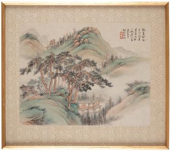 A Chinese painting by Feng Chaoran  (1881/1882-1954), ink and colour on paper.