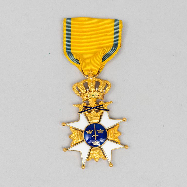 The Order of the Sword, knight's cross, Carlman 1960, 18 karat gold and a miniature.
