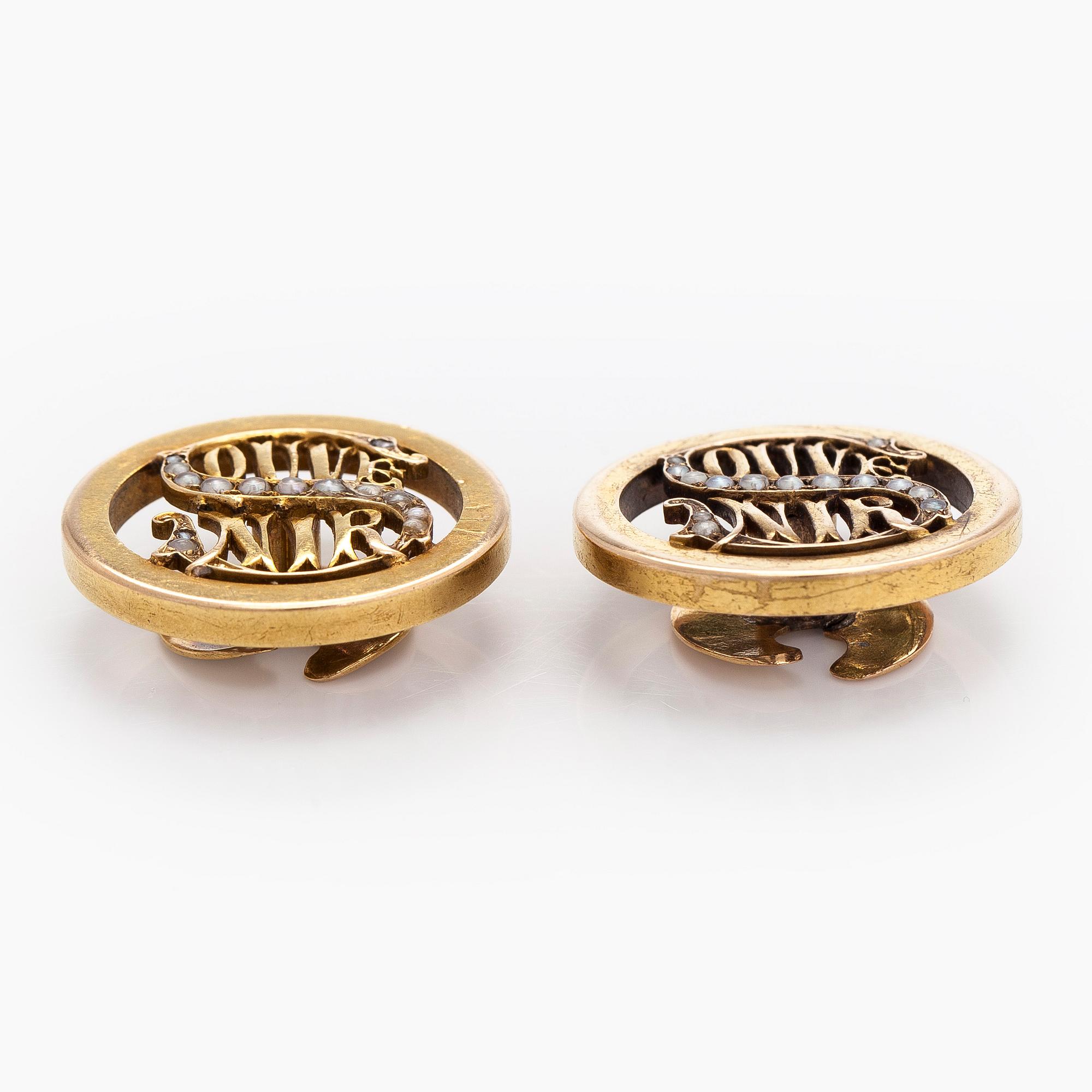 Cufflinks, pearls, 14K (56) gold.