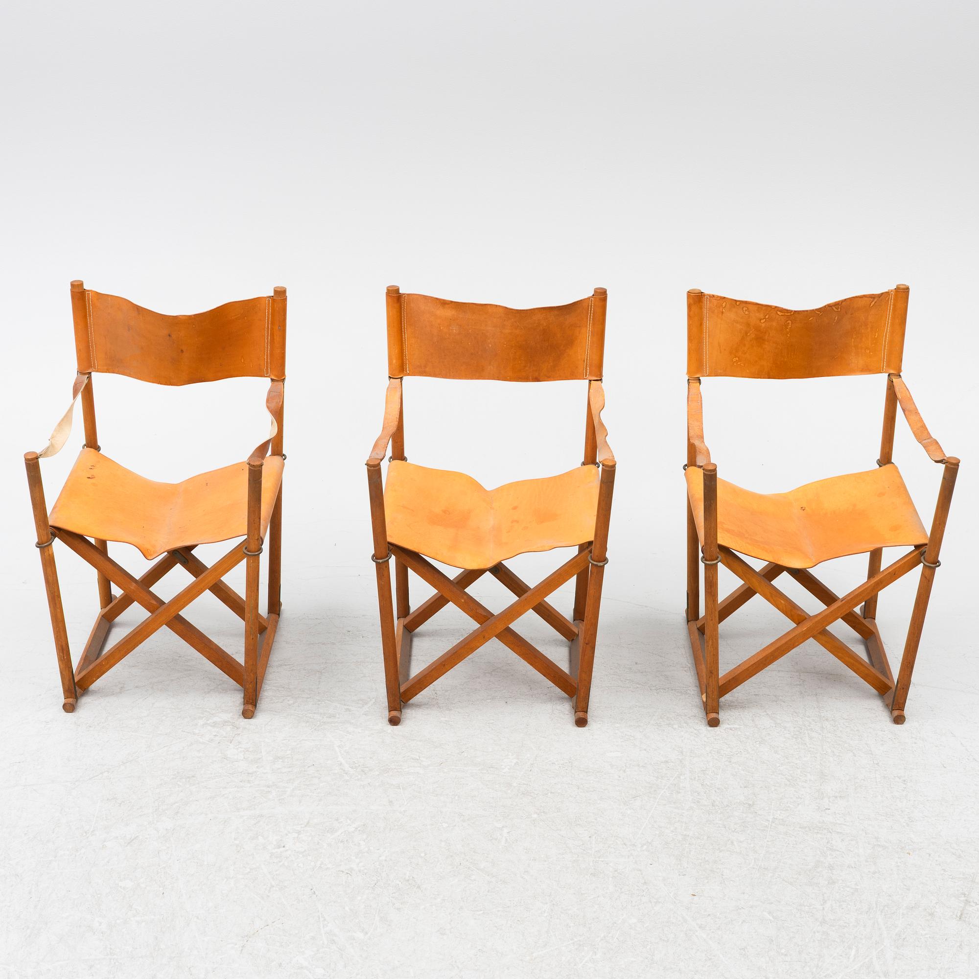 Mogens Koch, three 'MK16' folding chairs, Denmark.
