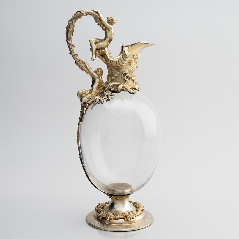 John Newton Mappin, vinkaraff, förgyllt silver och glas, London 1888.