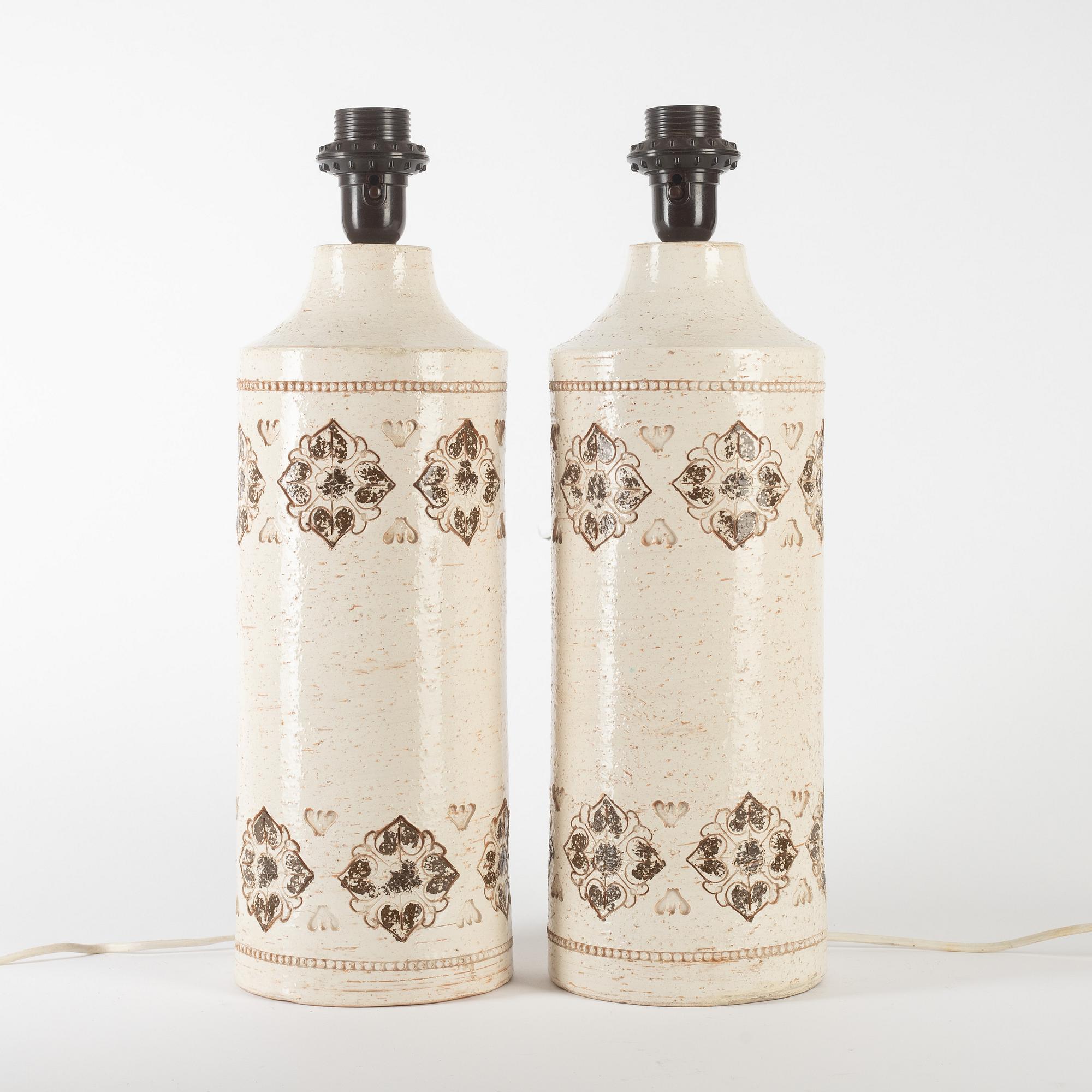 Bordslampor, ett par, Bitossi för Bergboms, 1970-tal.