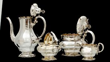 KAFFE OCH TESERVIS, 4 delar, silver, C. Hoff, Helsingborg, 1921. 1941 g.