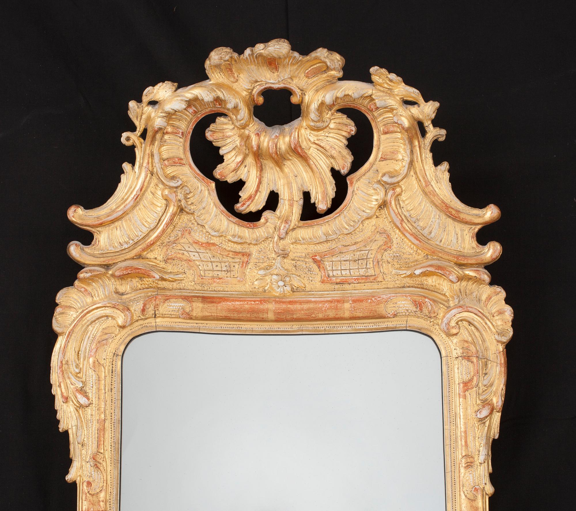 A Swedish Rococo 18th century mirror.