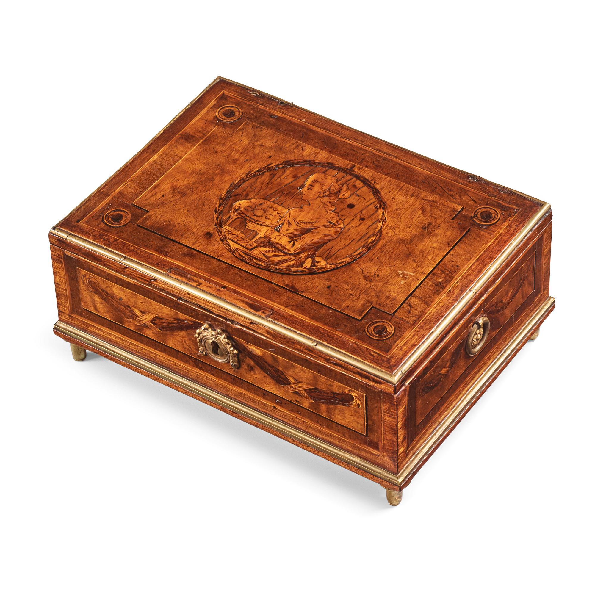 A Gustavian marquetry box with cover by G Haupt (1770-1784).