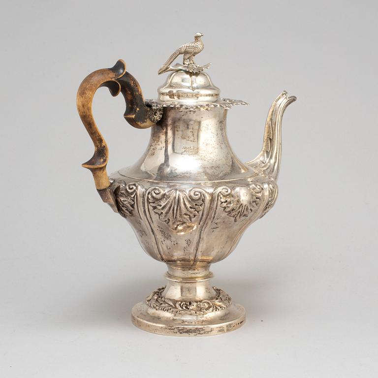 A Swedish 19th century silver coffee-pot, mark of Abraham Edborg, Jonkoping 1845.