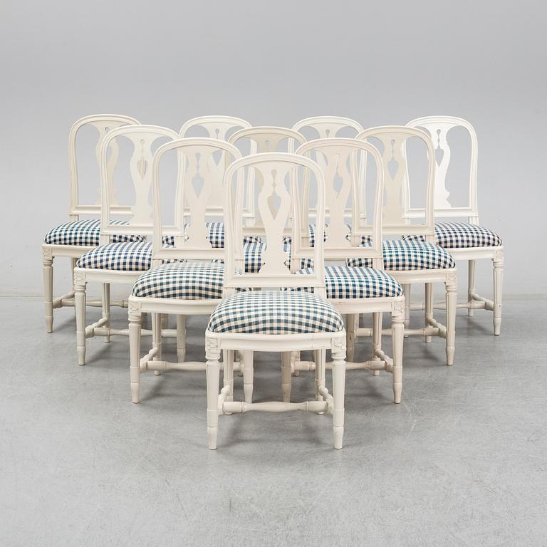 Eight Gustavian style 'Hallunda' chairs from IKEA.