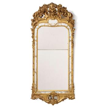 106. A giltwood rococo mirror, Stockholm, later part 18th century.