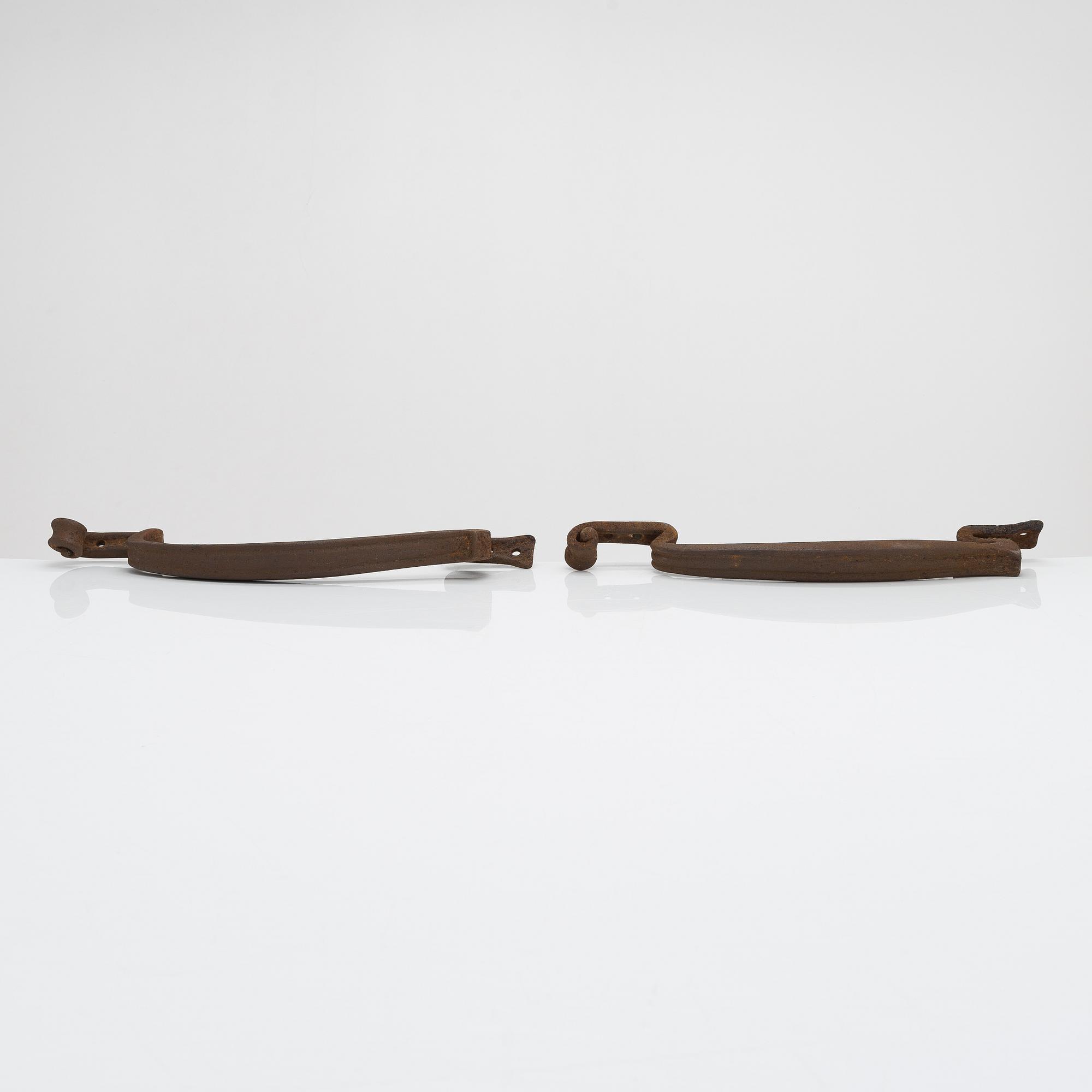 Dörrhandtag, spegelvända, 2 st, Art Nouveau, tidigt 1900-tal.