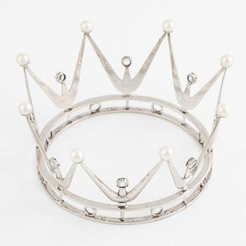 Brudkrona, Ceson, silver med pärlor och vita stenar, Göteborg 1966.