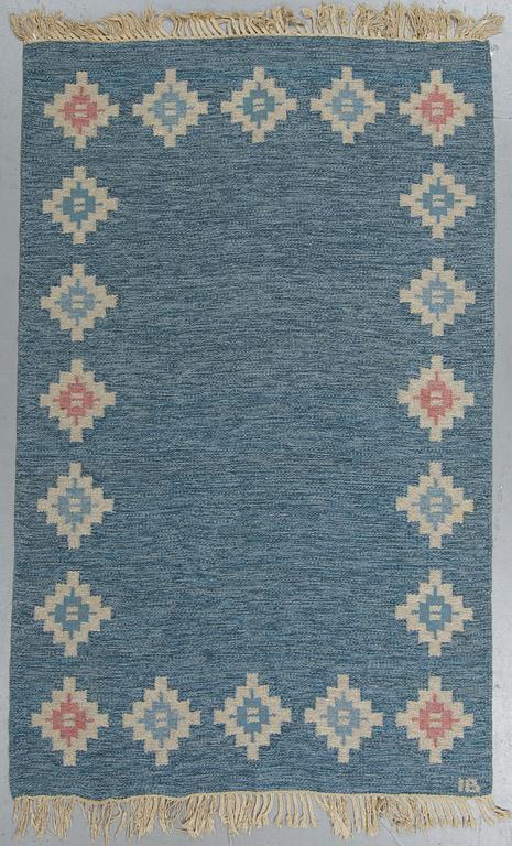 Matto, flat weave, ca 202,5-204 x 137-138 cm, signed IB.