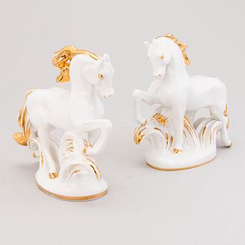 Two Russian porcelain horse figurines, Lomonosov, Soviet 1960s-1970s.