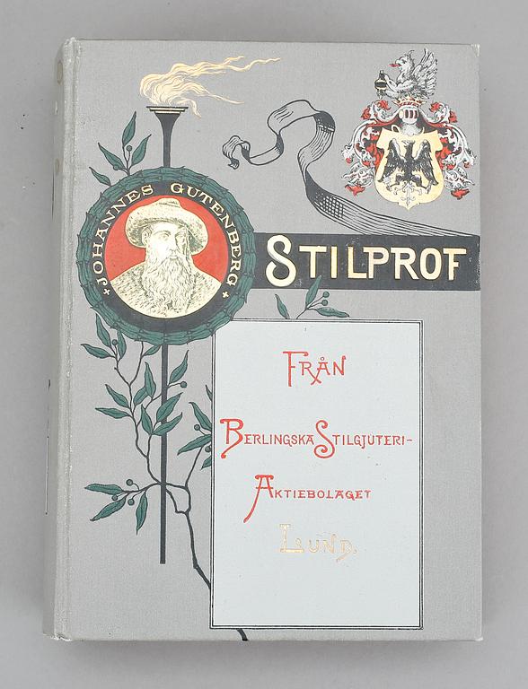 BOK, "Stilprof" från Berlingska stilgjuteriet Lund, Berlingska Stilgjuteri-Aktiebolaget.