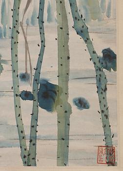 A Chinese hanging scroll, ink and color on paper, Ding Baoshu (1866-1936).