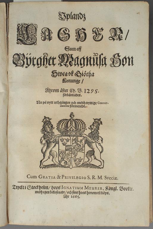 LAGBOK, "Swerikes Rijkes Stadslagh", 1665.