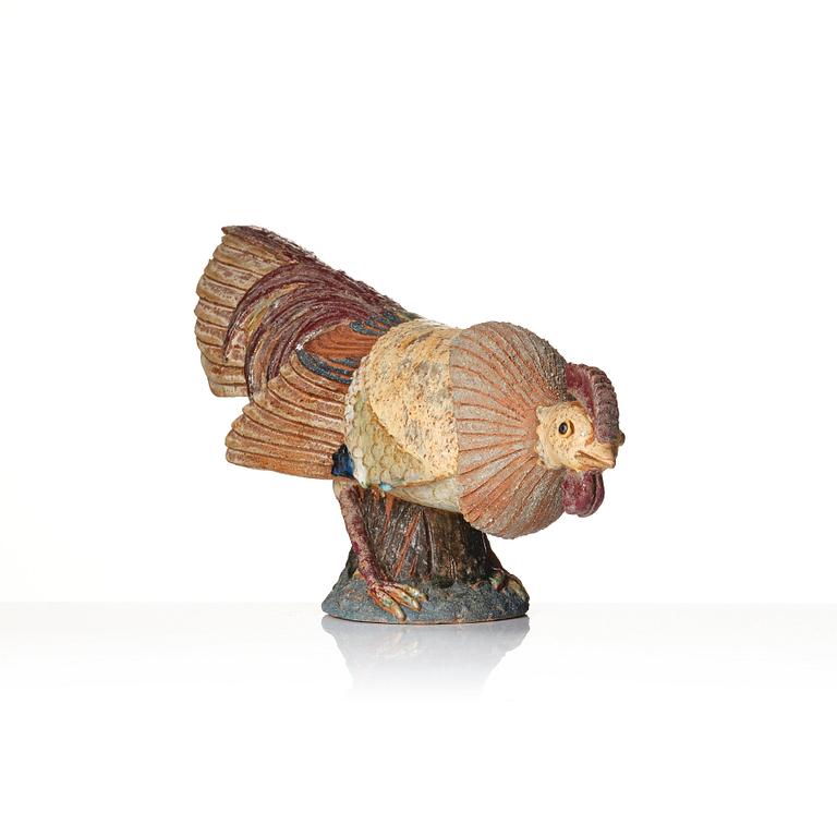 Tyra Lundgren, a stoneware sculpture of a rooster, Sweden, dated 1955.