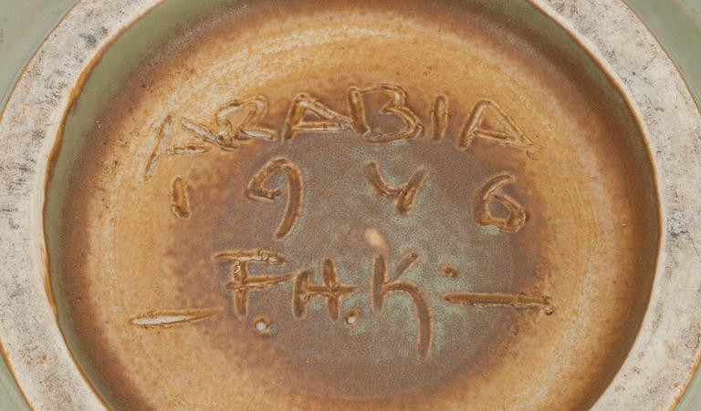 FRIEDL HOLZER-KJELLBERG, fat, keramik, sign. 1946 Arabia , Finland.