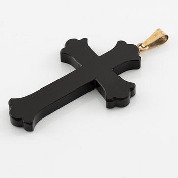 Cross 18K gold and jet, Victorian.