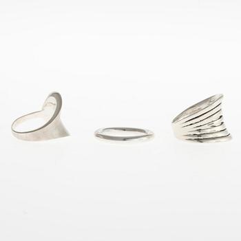 RINGAR, 3 st, sterling silver, bl.a. Jalo, 1900-talets slut.