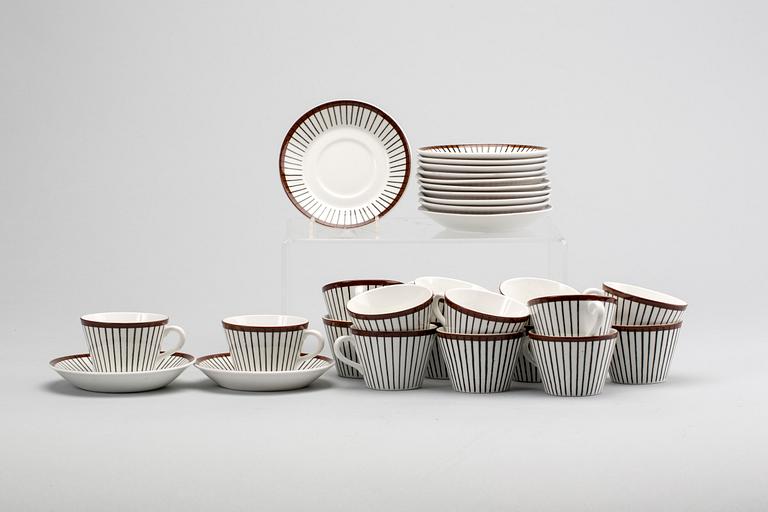KAFFESERVIS, 18 st +2 st, flintporslin, "Spisa Ribb", Stig Lindberg, Gustavsberg.